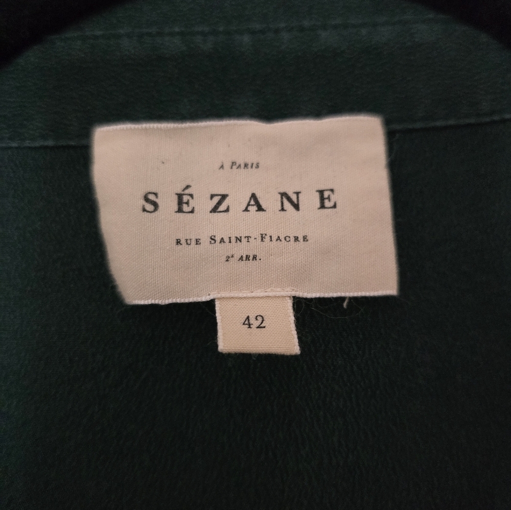 Sezane Vito Silk Shirt Bottle Green - Size 10, VGUC - Picture 3 of 5